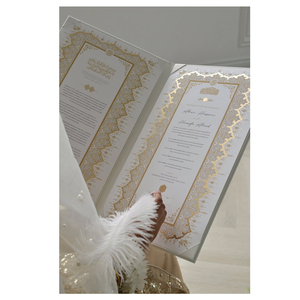 Carpeta para Certificado de Nikah, <span class=keywords><strong>Folios</strong></span> de Terciopelo con Tapa Dura y Adornos Dorados Pintados a Mano, Libreta de Boda - Product Image 1