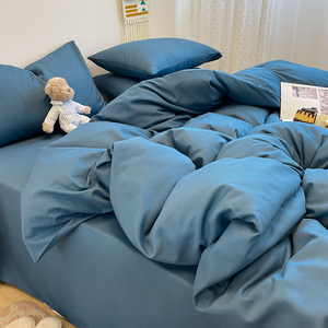 Parure de lit unie en coton lavé, quatre pièces, housse de <span class=keywords><strong>couette</strong></span>, drap plat, taie d'oreiller, douce et agréable pour la peau, pour la maison et l'hôtel - Vente chaude - Product Image 3