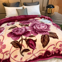 Couverture d'hiver douce à double couche, style arabe, très épaisse, taille King, luxe, 2 plis, en Raschel de vison coréen