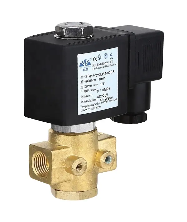 Yongchuang ycsm52 24VDC thường mở nén khí solenoid valve 40 Bar cho máy nén khí