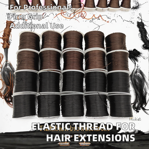 Fil élastique ZYDAR SPORTS pour extensions capillaires - Fixation forte, usage commercial, ligne plate noire, nœuds brésiliens, fil extensible, cristal - Product Image 2