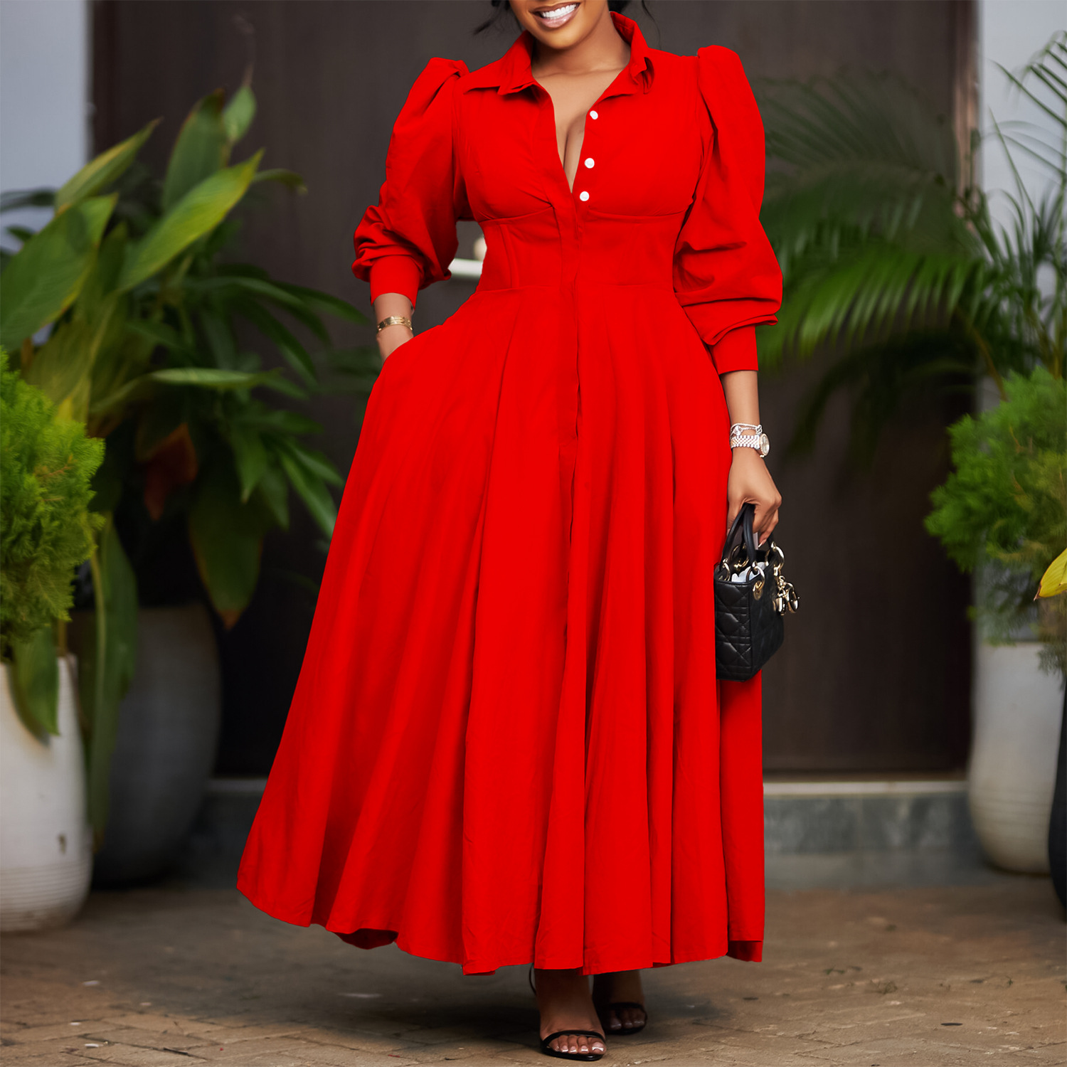 slim fit dress slacks A-line Red One Shoulder Elegant Fashion Formal Long Evening Prom Dress –  bridalsew main image 0