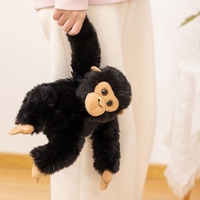 Peluche personnalisée de chimpanzé réaliste, jouet en peluche de singe noir doux, supporte la personnalisation du logo, vente en gros pour cadeau