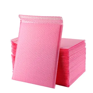 Enveloppes d'emballage recyclables Livres rembourrés Sac de courrier d'expédition rose Enveloppes en poly plastique à impression personnalisée avec logo