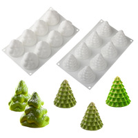 Moule en silicone à 8 cavités pour gâteau mousse en forme de sapin de Noël, idéal pour la décoration de Noël du Père Noël, moule à chocolat pour la pâtisserie, vente en gros