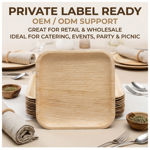 Assiettes compostables Chic Leaf Palm Leaf, lot de 25, vaisselle jetable pour tables de charcuterie et articles de service biodégradables - Product Image 3