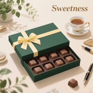 Boîtes en papier personnalisées pour chocolats au lait de la Saint-Valentin, chocolats enrobés de noix de Dubaï, emballage de barres chocolatées avec ruban - Product Image 2