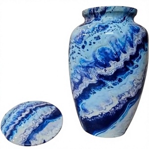 โกศโลหะสีน้ำเงินเข้มที่สวยงามไม่มีตัวตนสำหรับผู้ใหญ่ขี้เถ้ามนุษย์ - Product Image 1