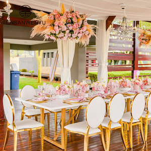 Đồ Nội Thất Sang Trọng Hiện Đại Vàng Stackable Kim Loại Thép Không Gỉ Vòng Trở Lại Đảng Ăn Uống Ghế Tiệc Cho Đám Cưới Tổ Chức Sự Kiện Ghế - Product Image 6