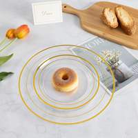 Assiettes jetables en plastique robustes de 6, 7,5, 9 et 10,25 pouces, couleur or, qualité alimentaire PS, motif rose, pour fêtes, 25 pièces par lot