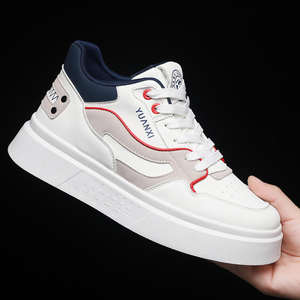 Zapatos Casuales para Hombre, Zapatillas de Moda Blancas, Rojas y Grises, Deportivas, Cómodas, Transpirables, de Cuero, Estilo Walking - Product Image 4