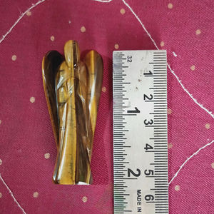 Statue d'ange en œil de tigre de qualité supérieure, sculptée à la main, 2 pouces, en pierre précieuse, pour protection et mise à la terre, disponible dans le monde entier - Product Image 4