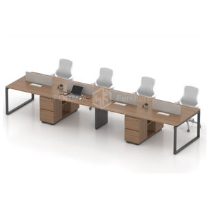 Muebles de Oficina Modernos FORMIA, Estructura de Acero y Madera, Escritorio para 8 Personas, Estación de Trabajo para Empleados con Separador - Product Image 1