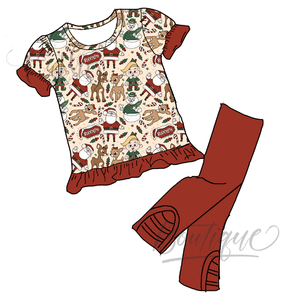 Qingli ODM ensemble de vêtements d'automne et d'hiver 2 pièces pour garçon en coton lavé avec cerf et pantalon pour enfant imprimé verre du 4 juillet - Product Image 2