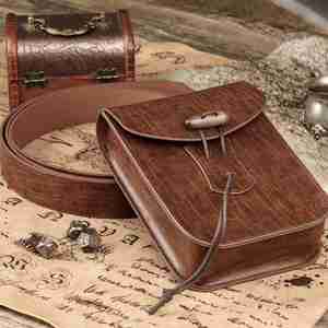 Bolsa de Cuero Sintético Marrón de Estilo Vintage con Cierre de Cordón y Broche de Madera para una Estética Medieval Renacentista - Product Image 4