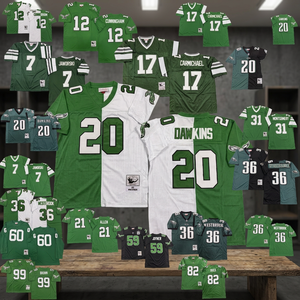 Venta al por Mayor de Camisetas Retro de Philadelphia 20 DAWKINS 36 WESTBROOK 92 R.WHITE 7 JAWORSKI, Camiseta Retro de Fútbol Americano, 100% Original - Product Image 3