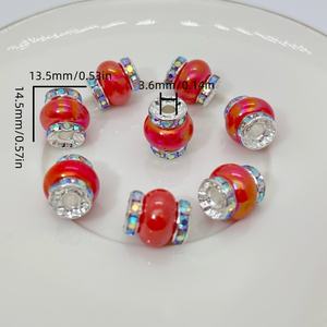 ลูกปัดอะคริลิกสีทองแบบหลวม สำหรับงาน DIY ตัวเว้นระยะแบบวงล้อเพชร อุปกรณ์ตกแต่งเครื่องประดับ - Product Image 3