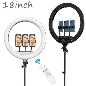 Lampe circulaire OEM 18 pouces pour le maquillage, la vidéo en direct et la photographie 3 supports de téléphone 45cm Cercle LED Selfie Ring Light