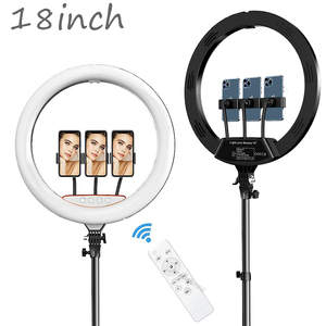 Anneau Lumineux OEM 18 Pouces pour Vidéo en Direct Photo Maquillage, Lampe d'Appoint avec 3 Supports de Téléphone, Cercle LED de 45 cm, Lampe Anneau Selfie - Product Image 1