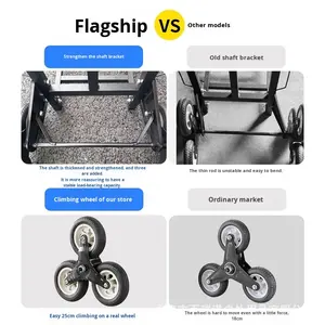 รถเข็นช่วยปีนบันได CW โครงเหล็กเสริมแรง ดีไซน์สามล้อ พับเก็บได้ รับน้ำหนักมาก พกพาสะดวก สีดำ สำหรับใช้ในบ้านและชุมชน - Product Image 2