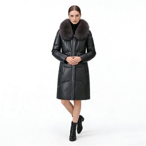 Veste longue en peau de mouton pour femme Boying avec garnissage en duvet de canard blanc, col en fourrure de renard, vêtements <span class=keywords><strong>d</strong></span>'extérieur chauds <span class=keywords><strong>d</strong></span>'hiver, teinture, ODM / OEM - Product Image 2