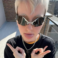 Lunettes de soleil technologiques Hip Hop, style punk futuriste, sans monture, monobloc, tendance, protection UV400, pour clubbing et bar