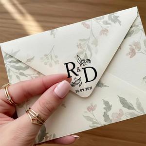 Pegatinas de Vinilo con Monograma Personalizado, Recuerdos de Boda, Etiquetas Autoadhesivas Impermeables, Calcomanías Transparentes para Bebidas, Regalos para Pared - Product Image 1