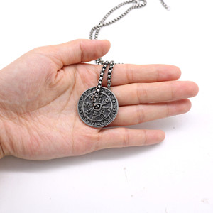 yunnique Chinese Style Bagua Coin Pendant Necklace <b>Titanium</b> Steel Unisex Fashion Jewelry Round Geometric Design - Product Image 2