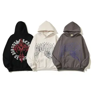 Groothandel Sweatshirts En Hoodies Heren Op Maat Gemaakte Graffiti Bedrukte Grafische Trui Voor Heren Oversized 100% Katoen Hoodie