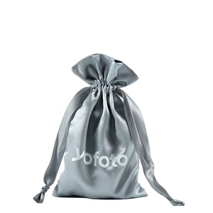 Sacs en tissu satiné personnalisés avec logo, pour bijoux, perruques, en soie simulée, sacs de rangement à cordon doré, petits sacs en tissu - Product Image 1