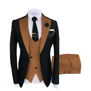 New Mens Solid Color Leisure Business Dress Blazer Jacket Breathable Wedding Suit Coat Button Fly Pants 3 Pcs Set - Product Image 4