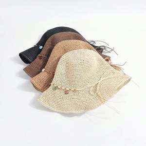 Sombrero de Paja de Ala Ancha Hecho a Mano con Cadena de Conchas de Colores Nuevos para Primavera/Verano, Plegable, para Mujer, Protección Solar, para Vacaciones y Playa - Product Image 2