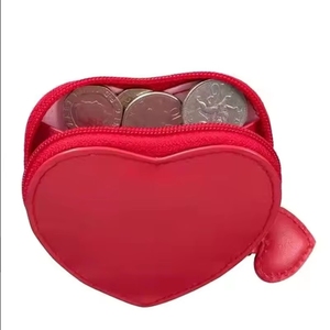 Custom PU Leather Factory Direct <b>Cute</b> Handbag Ladies Red Wallet Heart Shaped Coin <b>Purse</b> Kawaii Wrist Bag Lipstick Clutch - Product Image 5