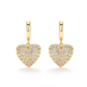 Orecchini a Cuore Dorati per Donne, Orecchini Scintillanti dell'Amore, Gioielli di Moda per Uso Quotidiano - Product Image 5