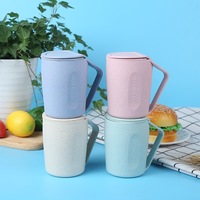 Mug à thé créatif en paille de blé avec couvercle rabattable, écologique et réutilisable, pour la maison et le bureau