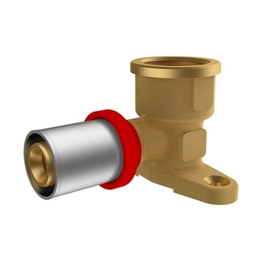 Raccordo a pressione femmina curvo Ikaro 1/2 x 16 con flangia per tubi in rame - Product Image 1