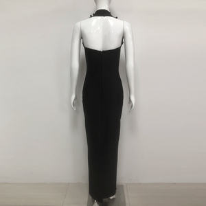 C3840 Migugarment vestido de fiesta bordado con cuentas de diamantes de imitación de alta calidad Sexy corte alto sin espalda vendaje Maxi vestido para Layies - Product Image 5