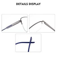 Monture de lunettes optiques de haute qualité pour hommes, en métal, à monture complète, rectangulaires, avec branches à ressort, style professionnel