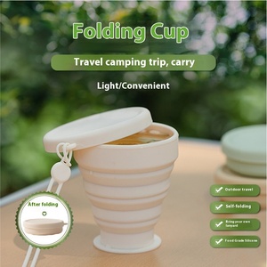 Tasses et soucoupes à thé en silicone pliables et portables au design moderne, résistantes aux hautes températures, de qualité alimentaire, pour le camping et les voyages en extérieur - Product Image 2