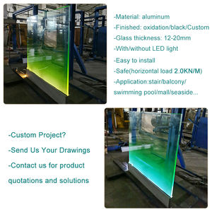 Barandilla <span class=keywords><strong>de</strong></span> Balcón <span class=keywords><strong>de</strong></span> Vidrio sin Marco, Diseño Americano Popular, con Iluminación LED, Barandilla <span class=keywords><strong>de</strong></span> Aluminio <span class=keywords><strong>para</strong></span> <span class=keywords><strong>Terraza</strong></span>, Barandilla <span class=keywords><strong>de</strong></span> Vidrio <span class=keywords><strong>para</strong></span> Villa, Valla <span class=keywords><strong>de</strong></span> Vidrio - Product Image 5