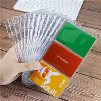 Protège-cartes à reliure disque, 7 pochettes, en PVC transparent, simple face, 3 poches, inserts de protection pour cartes, recharges pour agenda