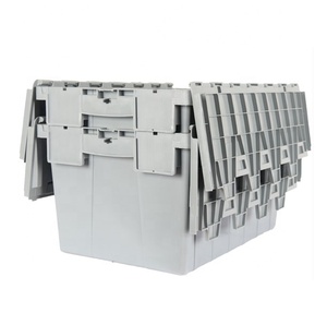 Large attached lid plastic storage crates
