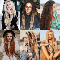 Extensions de tresses synthétiques faites à la main, dreadlocks au crochet, trame simple, fibre haute température, pré-étirées, style Reggae Hip Hop