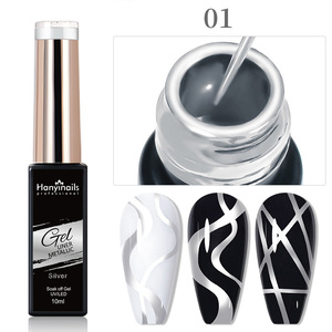 Pour Hanyinails nouveauté 5 couleurs Vegan métallisé Liner Art Gel ongles fournitures haute Pigment avec Source de lampe LED - Product Image 4