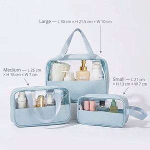 Customizable Logo Letter Fashion Travel Storage <b>Makeup</b> <b>Bag</b> Soft Handle PVC Waterproof <b>Large</b> Capacity Zipper Closure for Daily - Product Image 3