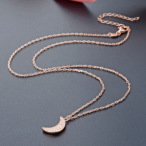 Colliers en argent Sterling 925, <span class=keywords><strong>prix</strong></span> de gros, zircon cubique 3A, belle lune, pendentif en <span class=keywords><strong>or</strong></span> Rose - Product Image 4