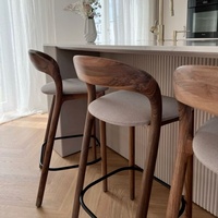 Runwood Neuer Moderner Minimalistischer Bar-Thekenstuhl für Zuhause, 75cm Höhe, mit Rückenlehne, Holz-Barhocker