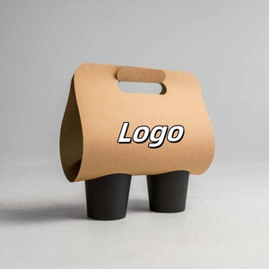 Portavasos Desechable de Papel Kraft con Impresión en Serigrafía para Promociones, Portavasos para Café para Llevar, Bandeja para 2/4 Vasos para Cafetería y Bar - Product Image 1