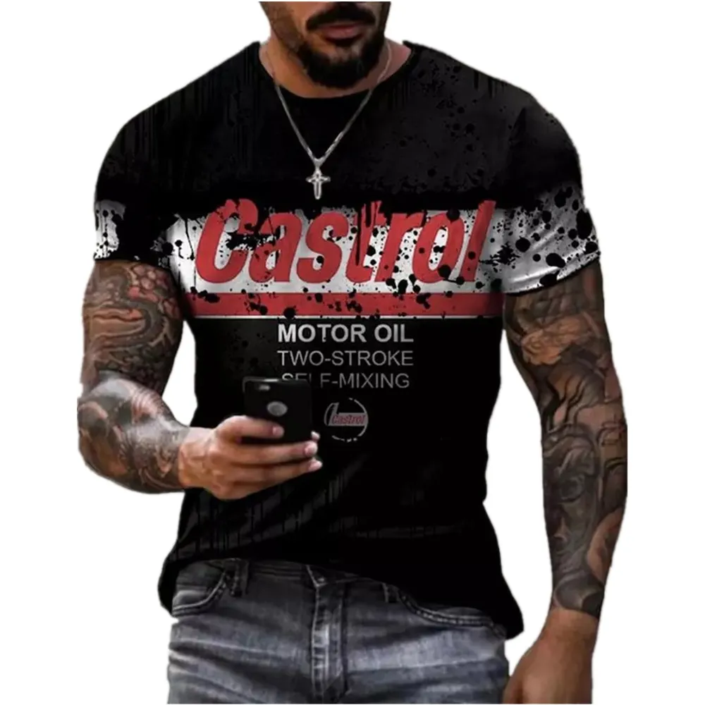 Consegna veloce t-shirt oversize Castrol 3D da uomo nuova estate Streetwear abbigliamento sportivo Casual maglietta Vintage per uomo abbigliamento top