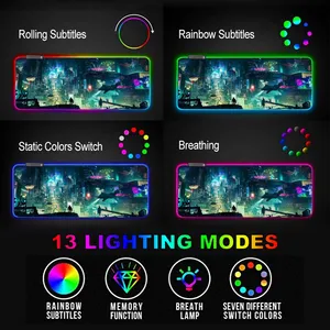 Factory Sale Large Custom Gaming LED Mouse Pad RGB Anti-slip Rubber Base Mouse Pad For Laptops